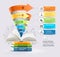 Books step education cone infographics.