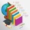 Books step education timeline. Isometric Knowledge school and back to school vector illustration. Can be used for