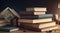 books on the table, books in library, abstract books background, abstract book wallpaper