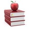 Books textbooks red blank and apple stack studying symbol