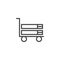 Books on trolley cart line icon