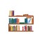 Bookshelf, books bookcase with textbooks isolated