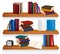 Bookshelf with books. Vector