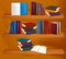 Bookshelf with books. Vector