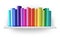 Bookshelf with color hardcover books