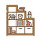 Bookshelf color line icon. Standing furniture with horizontal shelves, often in a cabinet, used to store books. Pictogram for web