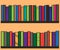 Bookshelf. Library. Collection of various multi-colored books. Signs and Symbols. Vector