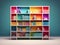 a bookshelf with a lot of books isolated on gradient background