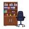 Bookshelf next to office chair