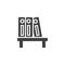 Bookshelf with office folders vector icon