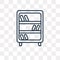 Bookshelf vector icon isolated on transparent background, linear