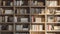 Bookshelves close up. Generative AI