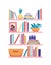 Bookshelves vector wall design for bestsellers in store, classroom, office, library, school, house interior.