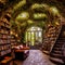 Bookworm's Haven: A Library Enveloped in a Curling Vine of Books