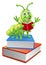 Bookworm Worm Caterpillar on Books Reading