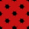 Boom. Black spots on the wall. An endlessly repeating ornament. Seamless vector pattern. Isolated red background. Flat style.