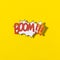 boom cartoon illustration text retro pop art style yellow background. High quality photo