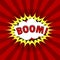 Boom from the comic. Cartoon explosion. Pop-art bomb. Bing Bang Bubble. Vector illustration