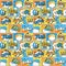 Boom icons seamless pattern explosion.