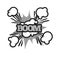 Boom lettering logo colorless flat vector poster on white