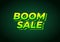 Boom sale. Text effect in eye catching color with 3D look effect