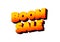 Boom sale. Text effect in eye catching color with 3D look effect