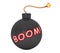 Boom Sign Black Bomb with Wick. 3d Rendering