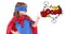 Boom text on speech bubble against girl in superhero costume gesturing