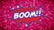 Boom text on speech bubble against glowing dots on pink background