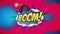 Boom text on speech bubble against multi color background