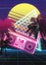 Boombox 80s vaporwave tropical poster
