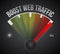 Boost web traffic speedometer. illustration