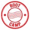 BOOT CAMP text on red round postal stamp sign