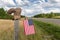 Boot on Fence Post with American Flag