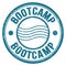 BOOTCAMP text written on blue round postal stamp sign