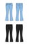 Bootcut jeans pants vector template illustration set