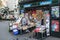 A booth selling the press on the Montmartre district