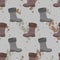 Boots against the background of stains of dirt paint. Seamless pattern.
