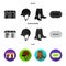Boots, grass, stadium, track, rest .Hippodrome and horse set collection icons in black, flat, monochrome style vector