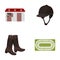 Boots, grass, stadium, track, rest .Hippodrome and horse set collection icons in cartoon style vector symbol stock