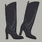 Boots with heels, boots, sneakers. Basic wardrobe. Clothes, shoes, bags for every day. A set of items matching the color. Dresses,