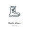 Boots shoes outline vector icon. Thin line black boots shoes icon, flat vector simple element illustration from editable camping