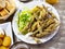 Boquerones fritos, fried anchovies with sauce