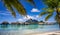 Bora Bora framed by palm trees