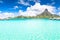 Bora Bora Island, French Polynesia. A true paradise with turquoise water. Destination sought by couples on honeymoon.