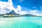 Bora Bora Island, French Polynesia. A true paradise with turquoise water. Destination sought by couples on honeymoon.