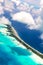 Bora Bora Island in Tahiti, French Polynesia. Travel, lifestyle, freedom and luxury concept. Aerial view