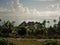 Bora Bora Resort view with lagoon and clouds reflecting