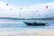 Boracay island, Philippines - FEB 01: kitesurfers enjoying wind power on Bulabog beach