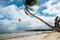 Boracay island, Philippines - November 2016: strong wind at Bulabog beach, kiteboarding and windsurfing